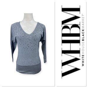 White House Black Market gray sparkling embellished sweater size XXS